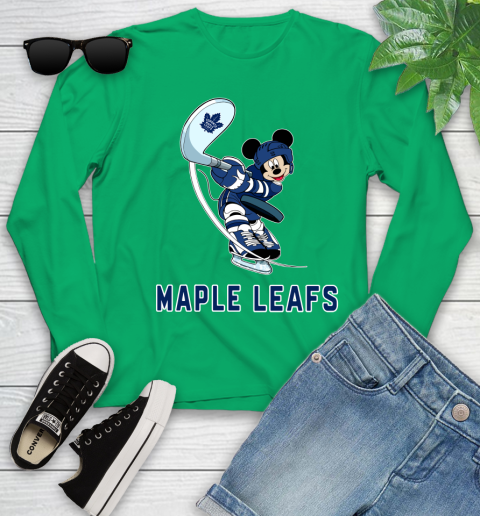 NHL Hockey Toronto Maple Leafs Cheerful Mickey Mouse Shirt Youth Long Sleeve 6