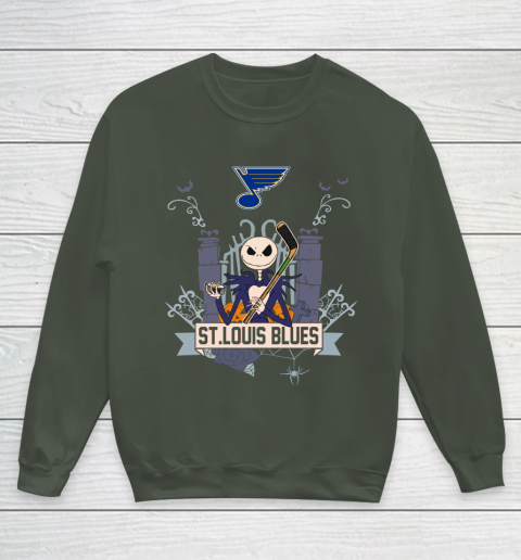 NHL St.Louis Blues Hockey Jack Skellington Halloween Youth Sweatshirt 8