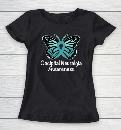 Occipital Neuralgia Awareness Warrior Support Teal Ribbon Women's T-Shirt