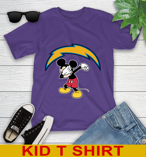 San Diego Chargers NFL Football Dabbing Mickey Disney Sports Youth T-Shirt 4