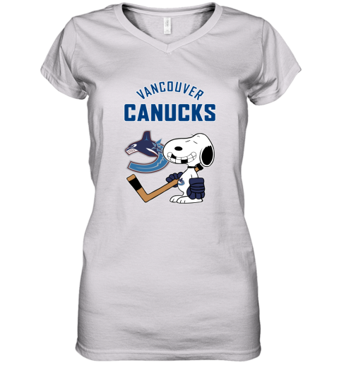 Vancouver Canucks Ice Hockey Broken Teeth Snoopy NHL Women's V-Neck T-Shirt