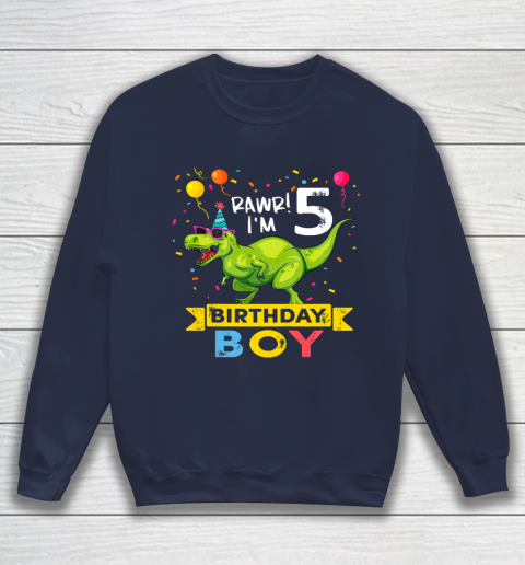 Kids 5 Year Old Shirt 2nd Birthday Boy T Rex Dinosaur Sweatshirt