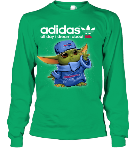 Baby Yoda Adidas All Day I Dream About  Bills oufx baby yoda adidas all day i dream aboutbills youth long sleeve 50 front irish green