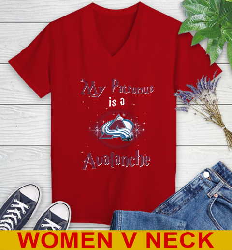 NHL Hockey Harry Potter My Patronus Is A Colorado Avalanche Women's V-Neck T-Shirt 10