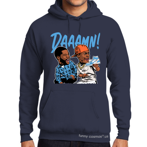 Air Jordan 1 Off White UNC Matching Sneaker Shirt Daaamn Meme Blue And White Sneaker White Tshirt