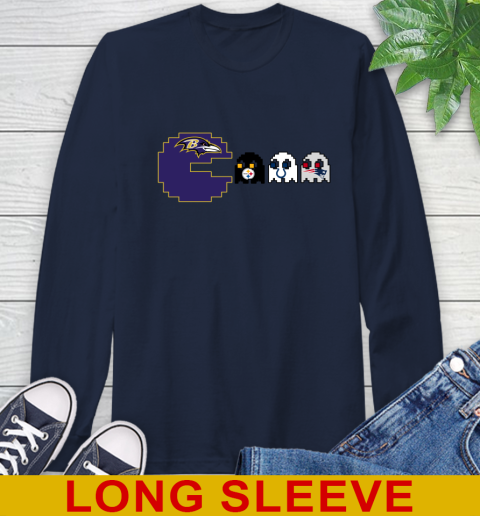 Baltimore Ravens NFL Football Pac Man Champion Long Sleeve T-Shirt 4