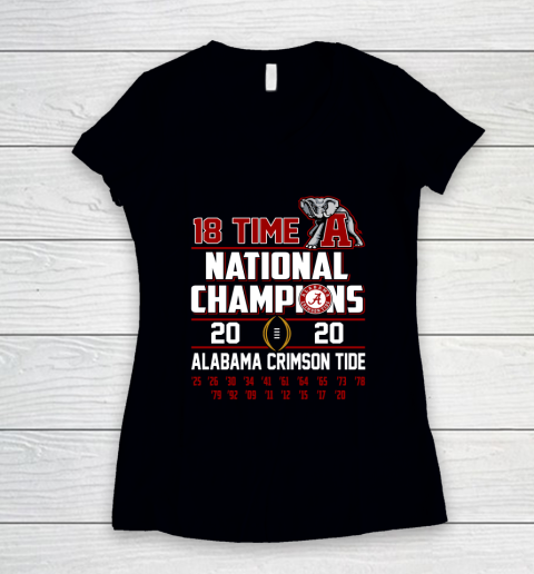 Alabama National Championship 18 Time 2020 Women's V-Neck T-Shirt
