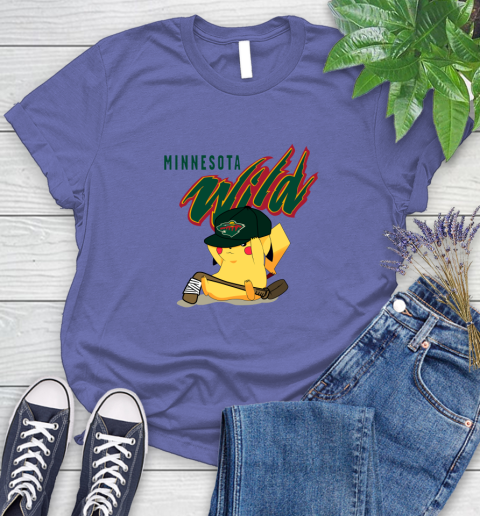 NHL Pikachu Hockey Sports Minnesota Wild Women's T-Shirt 11