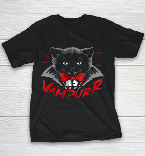 Vampurr Halloween Cat Vampire Youth T-Shirt
