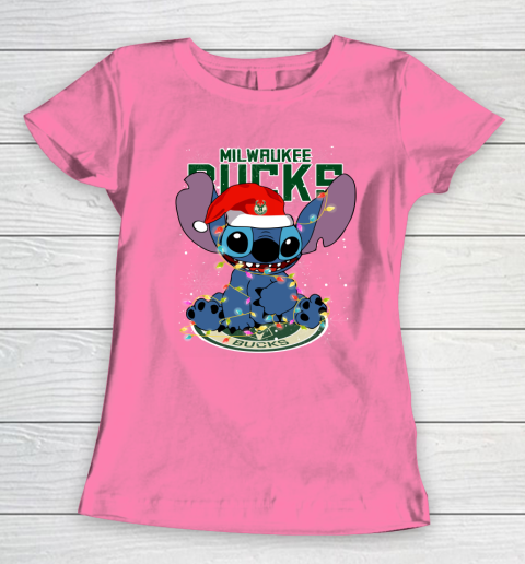 Milwaukee Bucks NBA noel stitch Basketball Christmas Women's T-Shirt 9