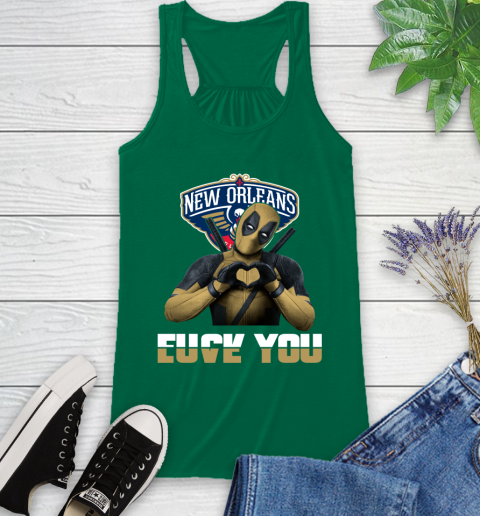 NBA New Orleans Pelicans Deadpool Love You Fuck You Basketball Sports Racerback Tank 6
