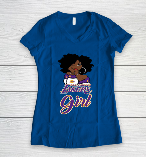 Los Angeles Lakers Girl NBA Women's V-Neck T-Shirt 9