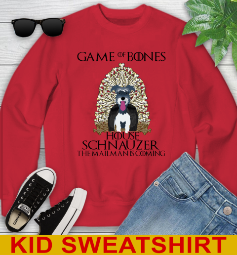 Game of bones house schnauzer dog the mailman is coming tshirt 101