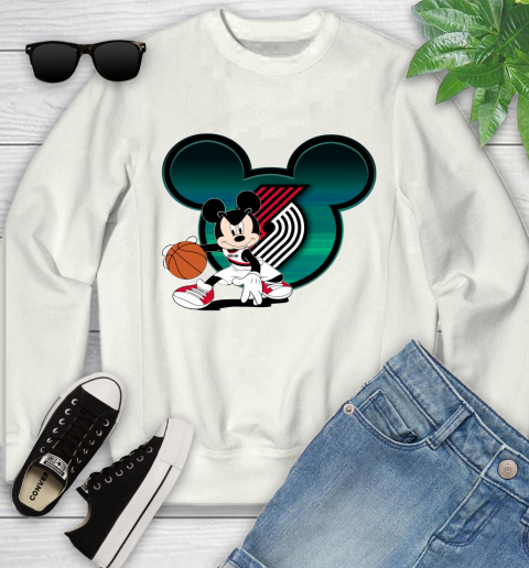 NBA Portland Trail Blazers Mickey Mouse Disney Basketball Youth Sweatshirt