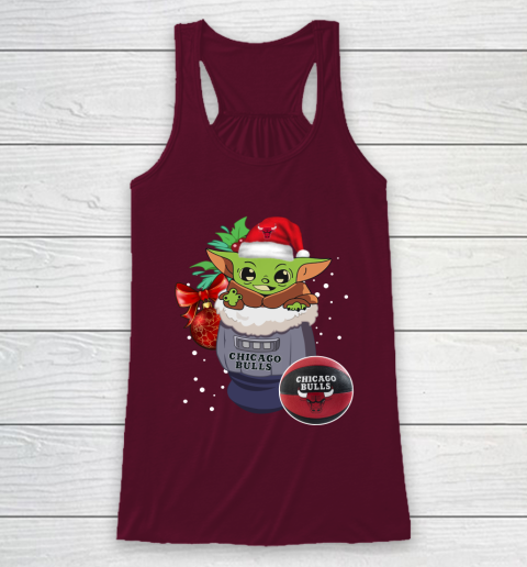 Chicago Bulls Christmas Baby Yoda Star Wars Funny Happy NBA Racerback Tank 3