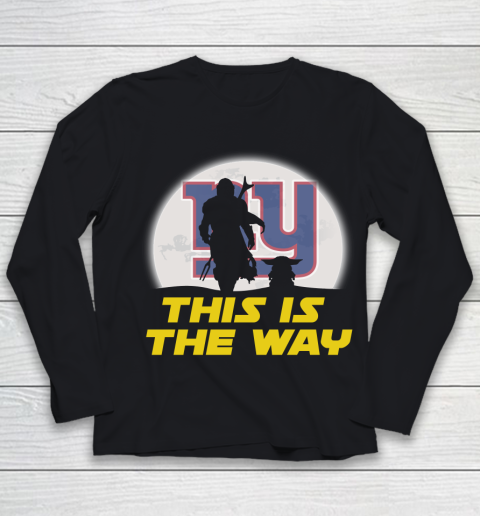 New York Giants NFL Football Star Wars Yoda And Mandalorian This Is The Way Youth Long Sleeve