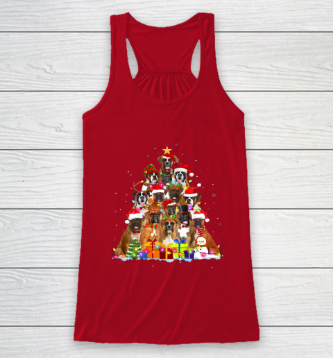 Christmas Pajama Boxer Tree Xmas Gifts Dog Dad Mom Racerback Tank 4