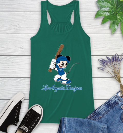 MLB Baseball Los Angeles Dodgers Cheerful Mickey Mouse Shirt Racerback Tank 7