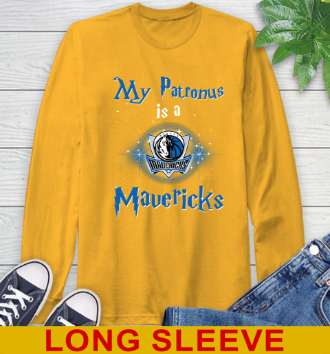 NBA Basketball Harry Potter My Patronus Is A Dallas Mavericks Long Sleeve T-Shirt 2