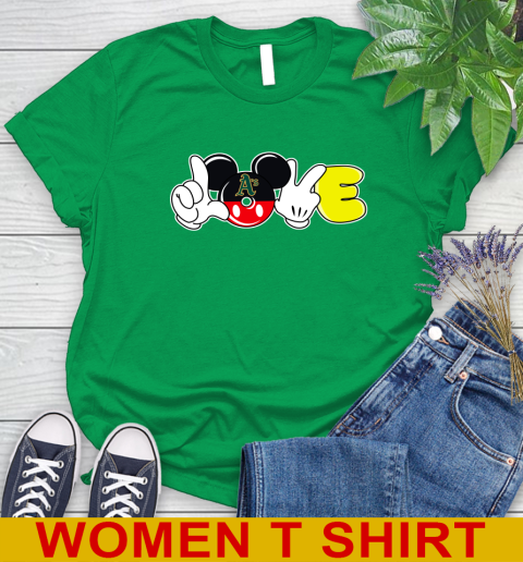 Oakland Athletics MLB Baseball Love Mickey Disney Sports Women's T-Shirt 6