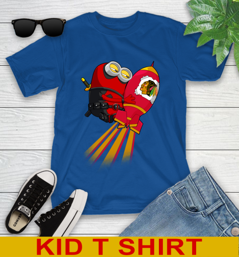 NHL Hockey Chicago Blackhawks Deadpool Minion Marvel Shirt Youth T-Shirt 10