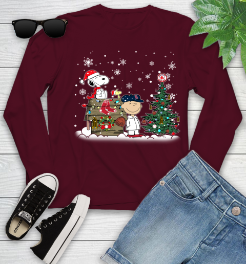 MLB Boston Red Sox Snoopy Charlie Brown Christmas Baseball Commissioner's Trophy Youth Long Sleeve 6