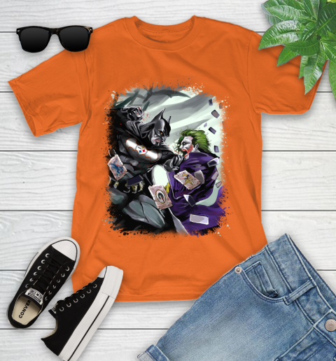 Pittsburgh Steelers NFL Football Batman Fighting Joker DC Comics Youth T-Shirt 7