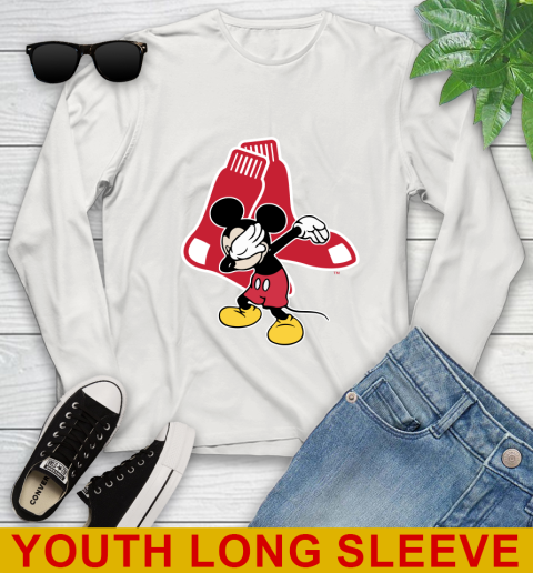 Boston Red Sox MLB Baseball Dabbing Mickey Disney Sports Youth Long Sleeve 12