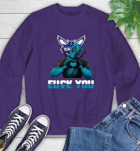 NBA Charlotte Hornets Deadpool Love You Fuck You Basketball Sports Sweatshirt 4