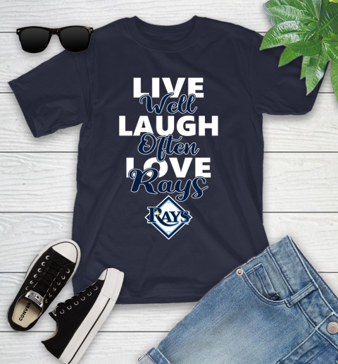 MLB Baseball Tampa Bay Rays Live Well Laugh Often Love Shirt Youth T-Shirt 2