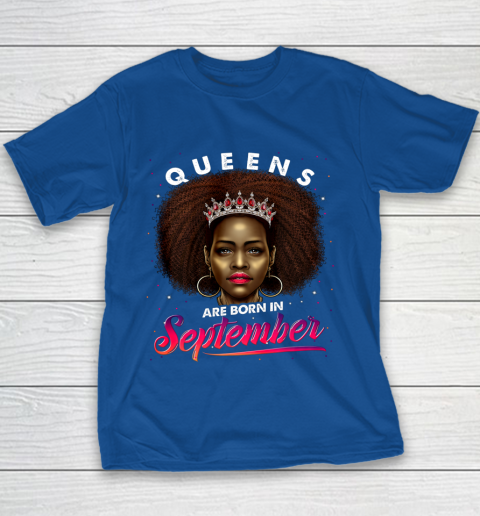 Queens Born September Shirt Black Girl Virgo Libra Birthday Youth T-Shirt 6