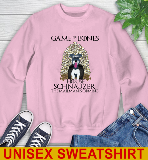 Game of bones house schnauzer dog the mailman is coming tshirt 33