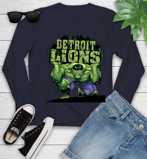 Detroit Lions NFL Football Incredible Hulk Marvel Avengers Sports Youth Long Sleeve 3