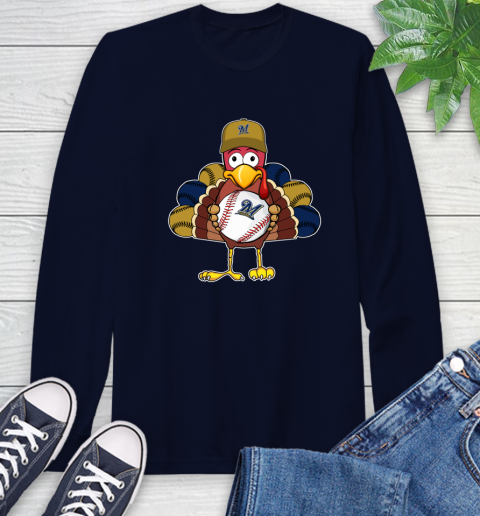 Milwaukee Brewers Turkey thanksgiving Long Sleeve T-Shirt 4
