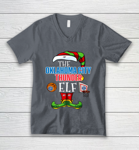 Oklahoma City Thunder Christmas ELF Funny NBA V-Neck T-Shirt 5 Oklahoma City Thunder Christmas ELF Funny NBA V-Neck T-Shirt - Image 5