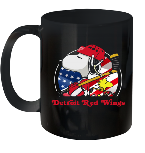 ogk6 detroit red wings ice hockey snoopy and woodstock nhl ceramic mug 110 56 front black