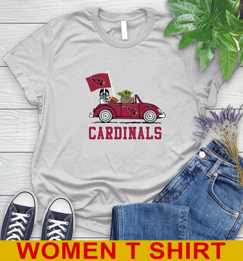 NFL Football Arizona CardinalsDarth Vader Baby Yoda Driving Star Wars Shirt Women's T-Shirt