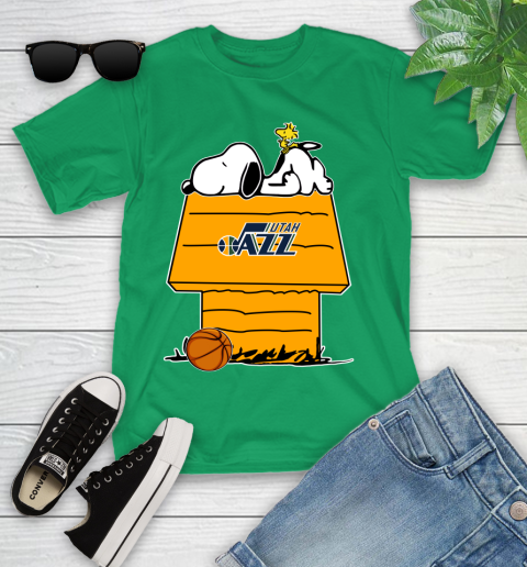 Utah Jazz NBA Basketball Snoopy Woodstock The Peanuts Movie Youth T-Shirt 6