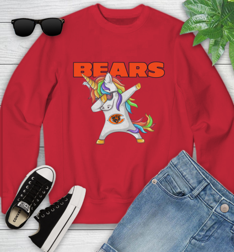 Chicago Bears NFL Football Funny Unicorn Dabbing Sports Youth Sweatshirt 9
