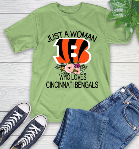 NFL Just A Woman Who Loves Cincinnati Bengals Football Sports T-Shirt 9