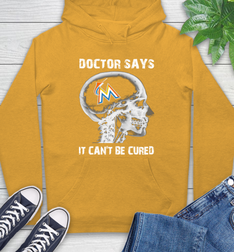 MLB Miami Marlins Baseball Skull It Can't Be Cured Shirt Hoodie 2