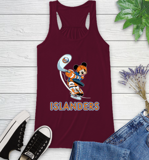 NHL Hockey New York Islanders Cheerful Mickey Mouse Shirt Racerback Tank 3