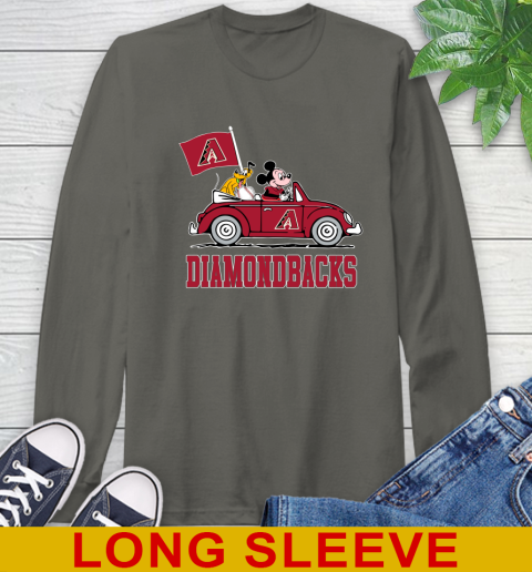 MLB Baseball Arizona Diamondbacks Pluto Mickey Driving Disney Shirt Long Sleeve T-Shirt 8