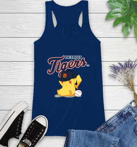 MLB Pikachu Baseball Sports Detroit Tigers Racerback Tank 9