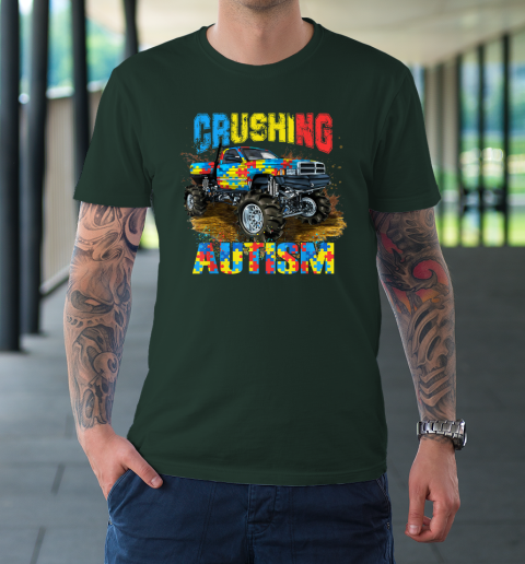 Crushing Autism Puzzle Monster Truck Autism Awareness T-Shirt 3