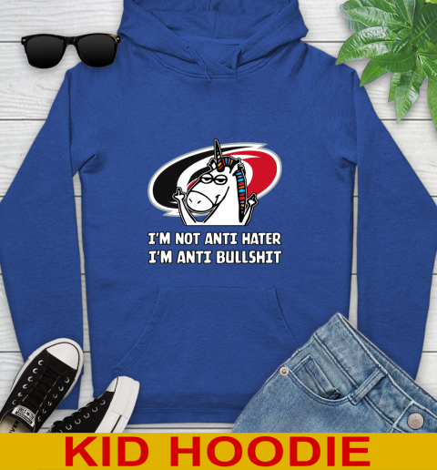 Carolina Hurricanes NHL Hockey Unicorn I'm Not Anti Hater I'm Anti Bullshit Youth Hoodie 10