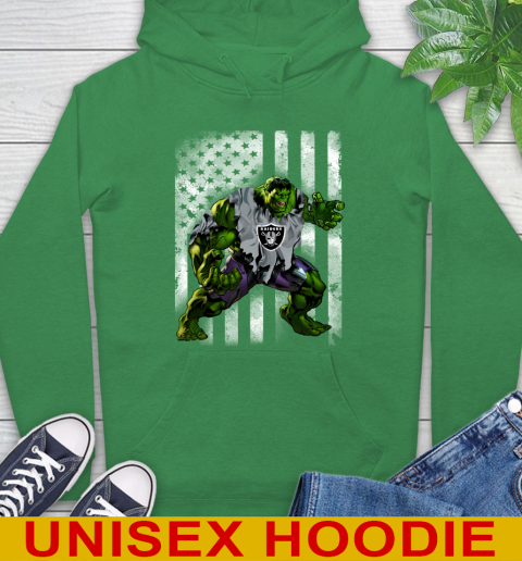 Oakland Raiders Hulk Marvel Avengers NFL Football American Flag Hoodie - Image 9