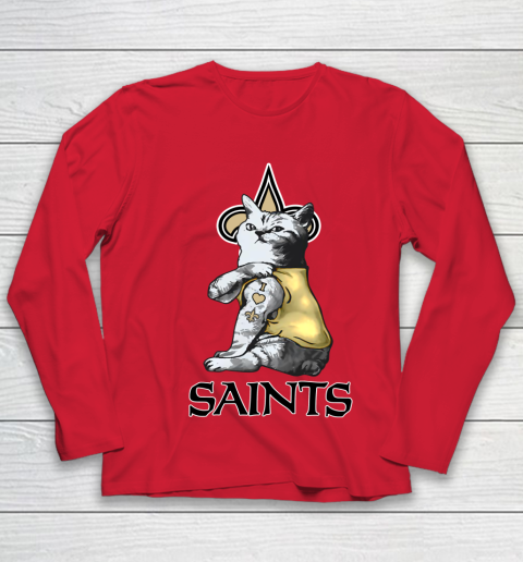 NFL Football My Cat Loves New Orleans Saints Youth Long Sleeve 8
