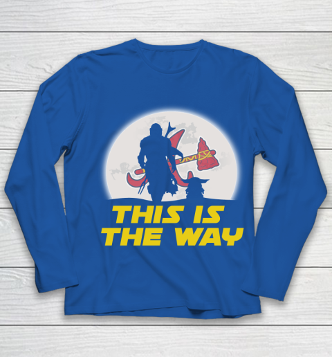 Atlanta Braves MLB Baseball Star Wars Yoda And Mandalorian This Is The Way Youth Long Sleeve 7