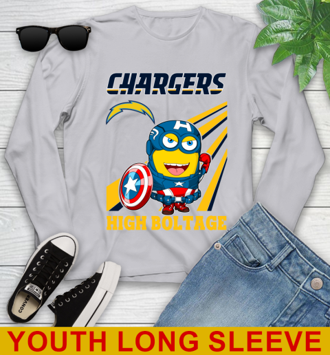 NFL Football Los Angeles Chargers Captain America Marvel Avengers Minion Shirt Youth Long Sleeve 5